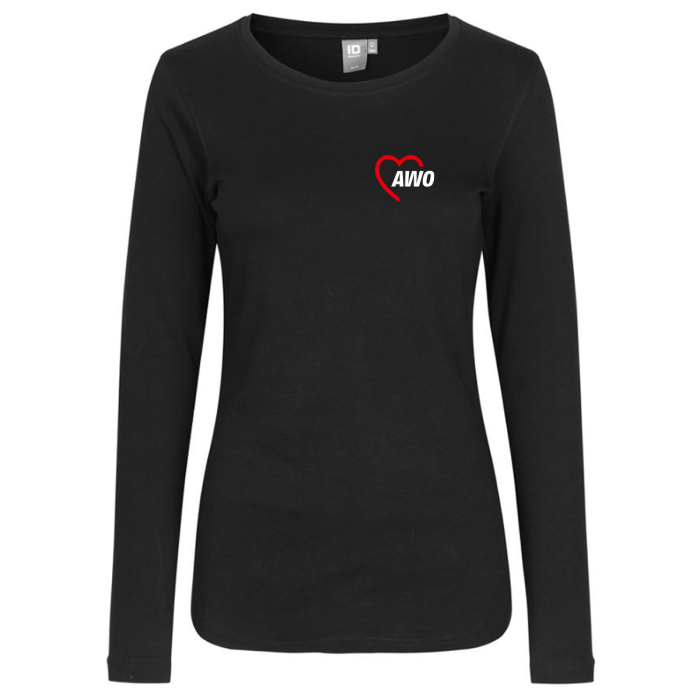 T-Shirt Interlock langarm Damen | AWO | schwarz