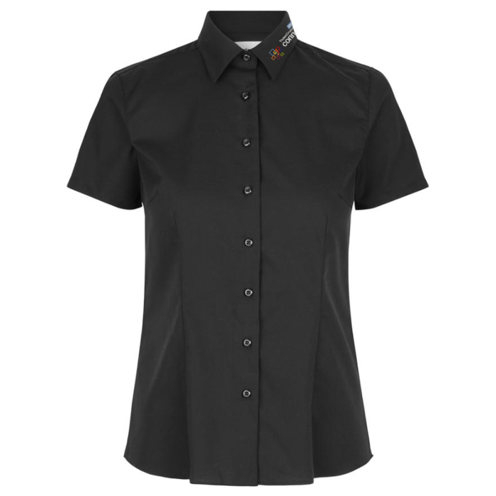 Fine Twill Bluse, kurzarm, schwarz