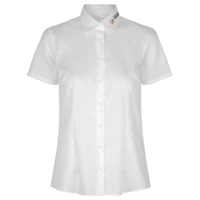 Fine Twill Bluse, kurzarm, weiß