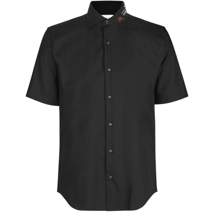 Fine Twill Hemd, kurzarm, schwarz