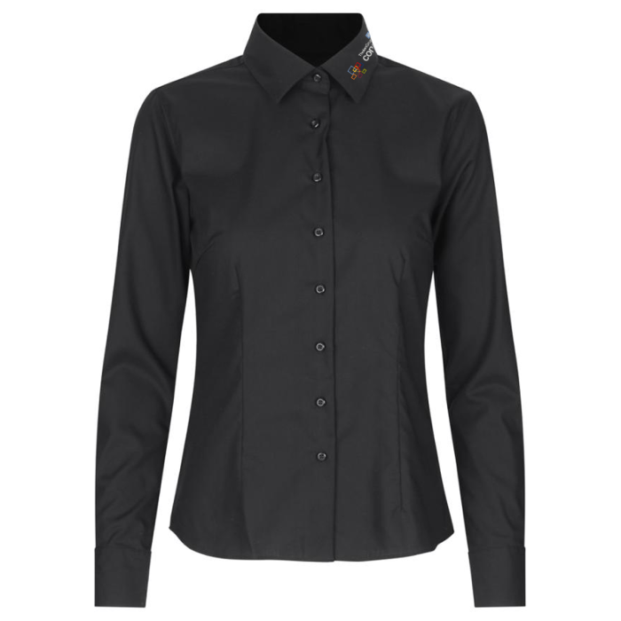 Fine Twill Bluse, langarm, schwarz