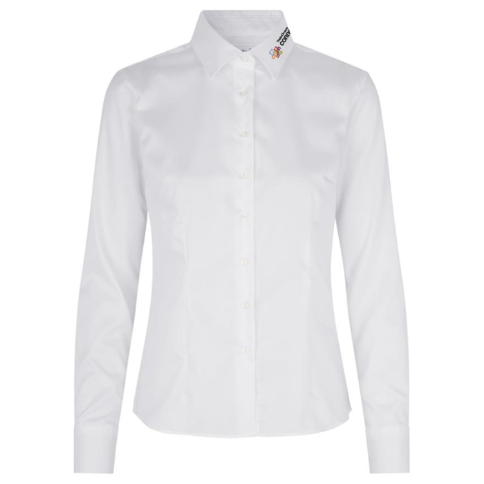 Fine Twill Bluse, langarm, weiß