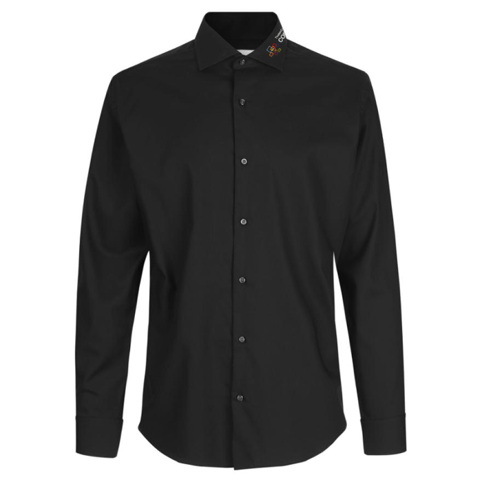 Fine Twill Hemd, langarm, schwarz