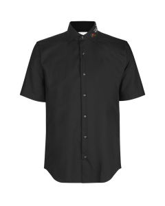 Fine Twill Hemd, kurzarm, schwarz