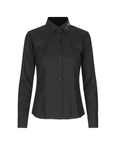 Fine Twill Bluse, langarm, schwarz