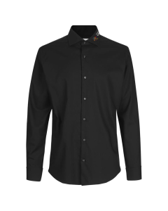 Fine Twill Hemd, langarm, schwarz